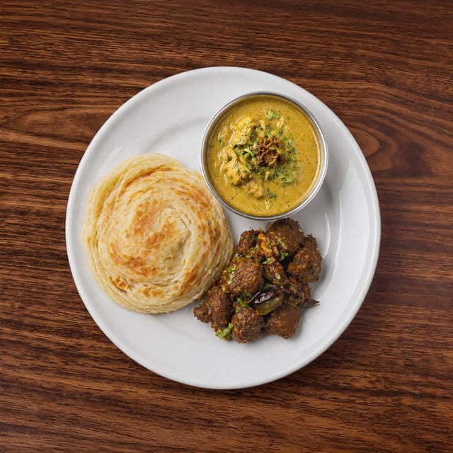 Parotta- Goat Chukka-Goat Salna.