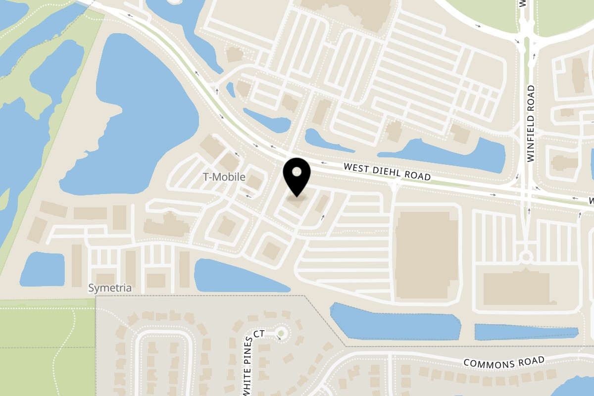 Map showing the location of Madurai Kitchen and Bar on 28251 Diehl Rd in Warrenville